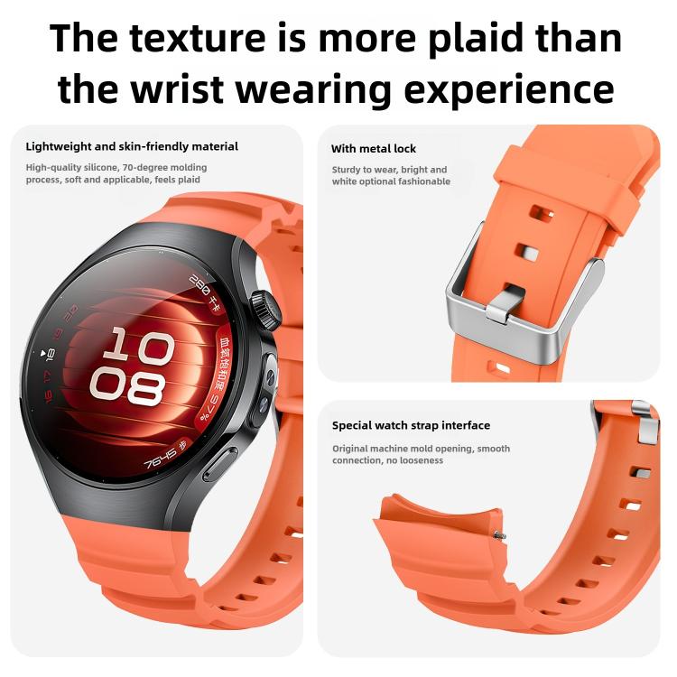 For Huawei Watch 5 46mm Metal Pin Buckle Silicone Watch Band