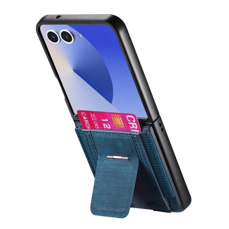 For Galaxy Z Flip7 5G Retro Leather Fold Stand Elastic Card Bag Phone Case