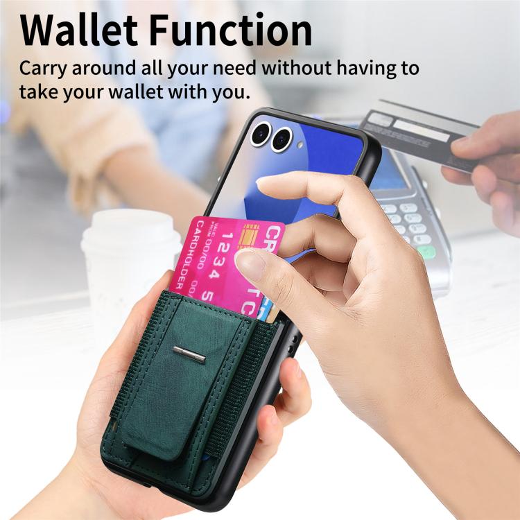 For Galaxy Z Flip7 5G Retro Leather Fold Stand Elastic Card Bag Phone Case