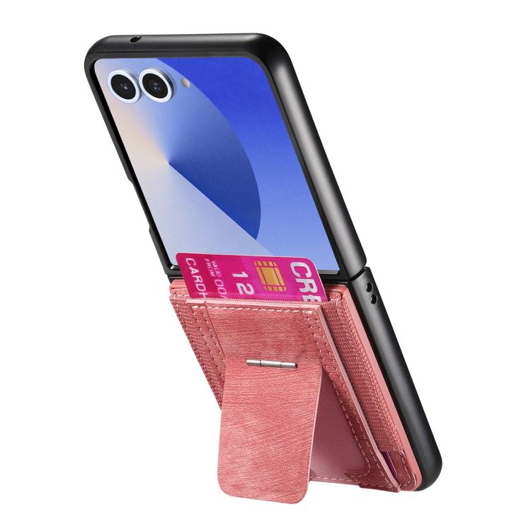 For Galaxy Z Flip7 5G Retro Leather Fold Stand Elastic Card Bag Phone Case