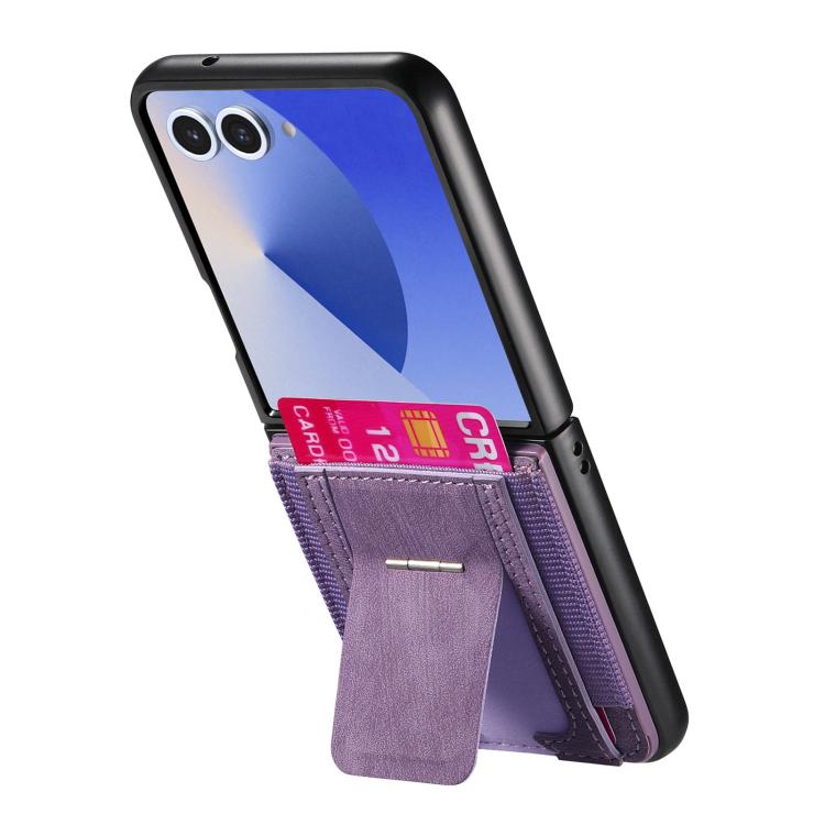 For Galaxy Z Flip7 5G Retro Leather Fold Stand Elastic Card Bag Phone Case