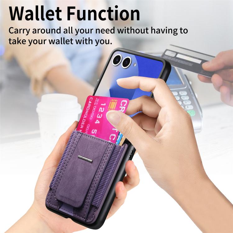 For Galaxy Z Flip7 5G Retro Leather Fold Stand Elastic Card Bag Phone Case