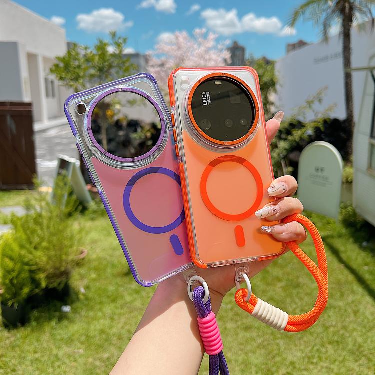 For Xiaomi 15 Ultra Dual-Color Clear Acrylic Hybrid TPU MagSafe Phone Case with Strap