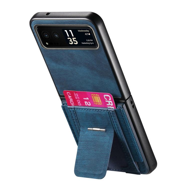 For Motorola Moto Razr 40 Retro Leather Fold Stand Elastic Card Bag Phone Case