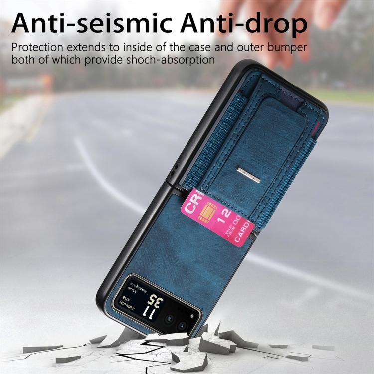 For Motorola Moto Razr 40 Retro Leather Fold Stand Elastic Card Bag Phone Case