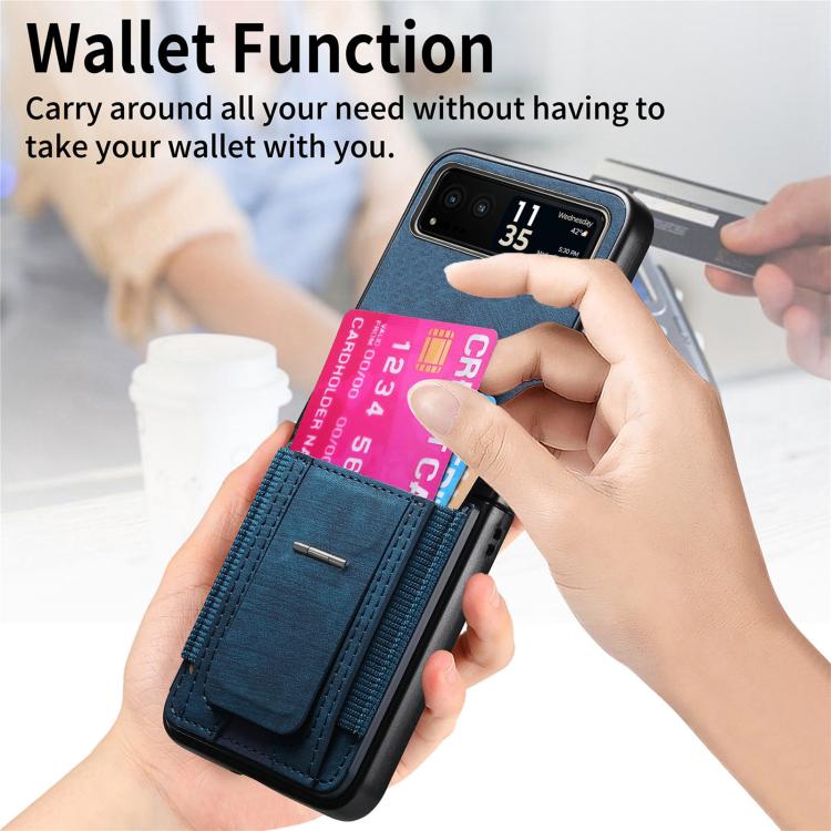 For Motorola Moto Razr 40 Retro Leather Fold Stand Elastic Card Bag Phone Case