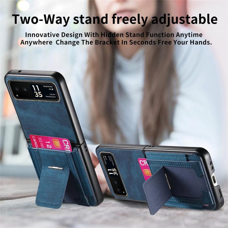 For Motorola Moto Razr 40 Retro Leather Fold Stand Elastic Card Bag Phone Case