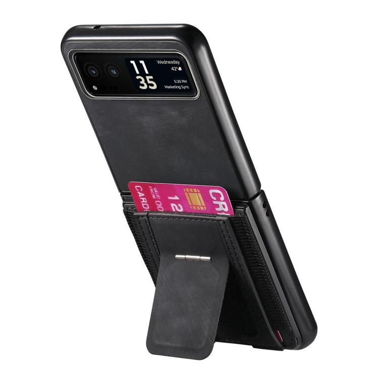For Motorola Moto Razr 40 Retro Leather Fold Stand Elastic Card Bag Phone Case