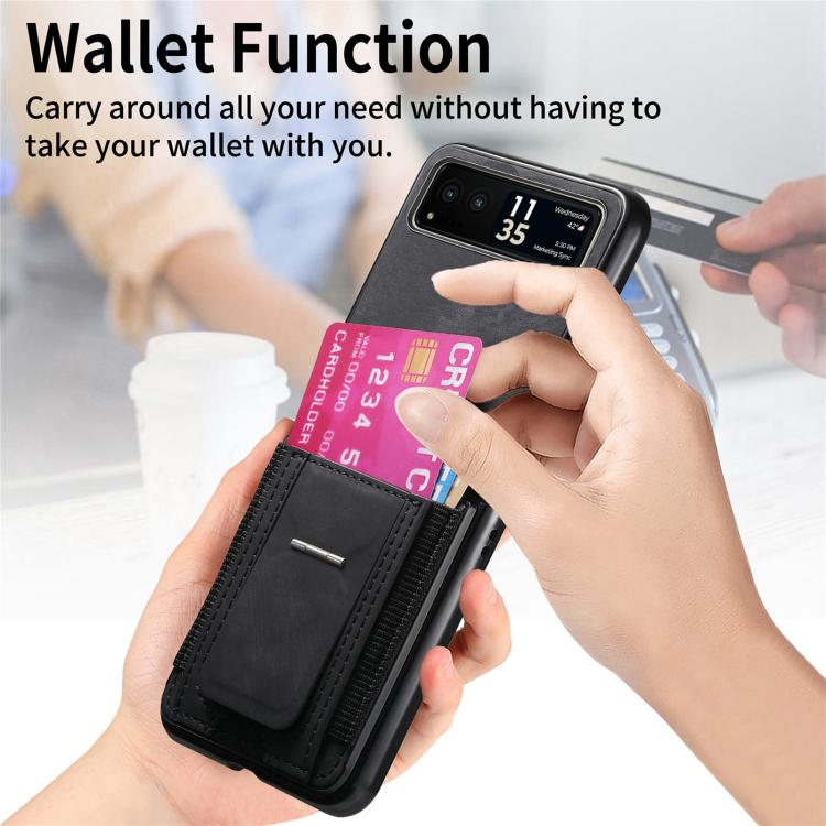 For Motorola Moto Razr 40 Retro Leather Fold Stand Elastic Card Bag Phone Case
