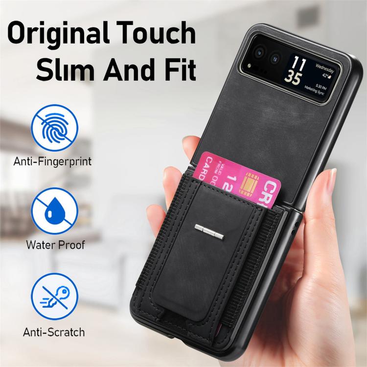 For Motorola Moto Razr 40 Retro Leather Fold Stand Elastic Card Bag Phone Case