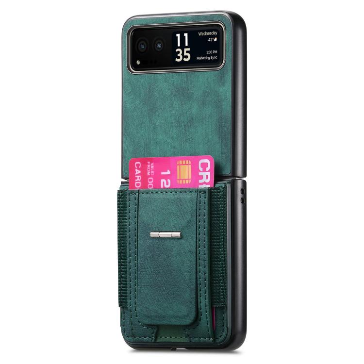 For Motorola Moto Razr 40 Retro Leather Fold Stand Elastic Card Bag Phone Case