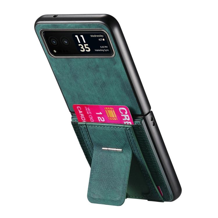 For Motorola Moto Razr 40 Retro Leather Fold Stand Elastic Card Bag Phone Case