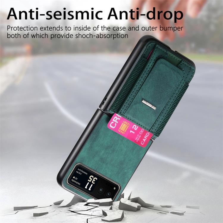 For Motorola Moto Razr 40 Retro Leather Fold Stand Elastic Card Bag Phone Case