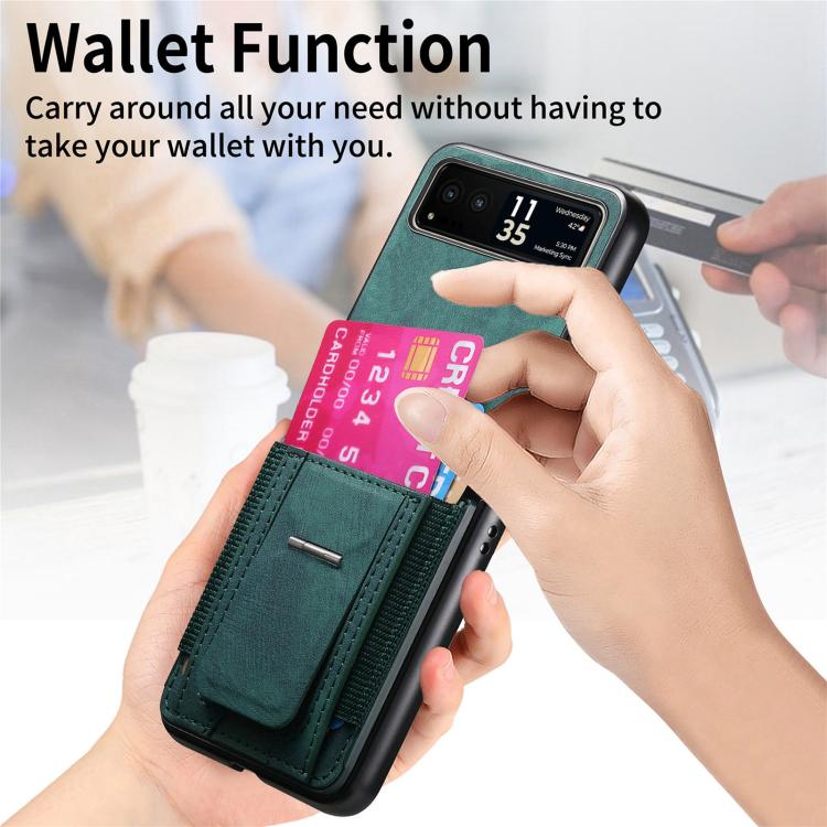 For Motorola Moto Razr 40 Retro Leather Fold Stand Elastic Card Bag Phone Case