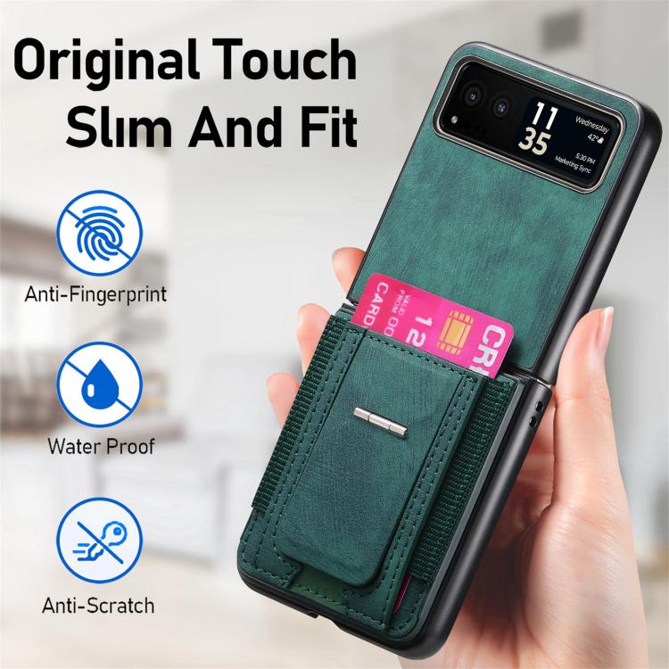 For Motorola Moto Razr 40 Retro Leather Fold Stand Elastic Card Bag Phone Case