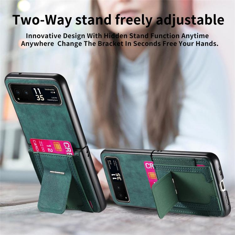 For Motorola Moto Razr 40 Retro Leather Fold Stand Elastic Card Bag Phone Case