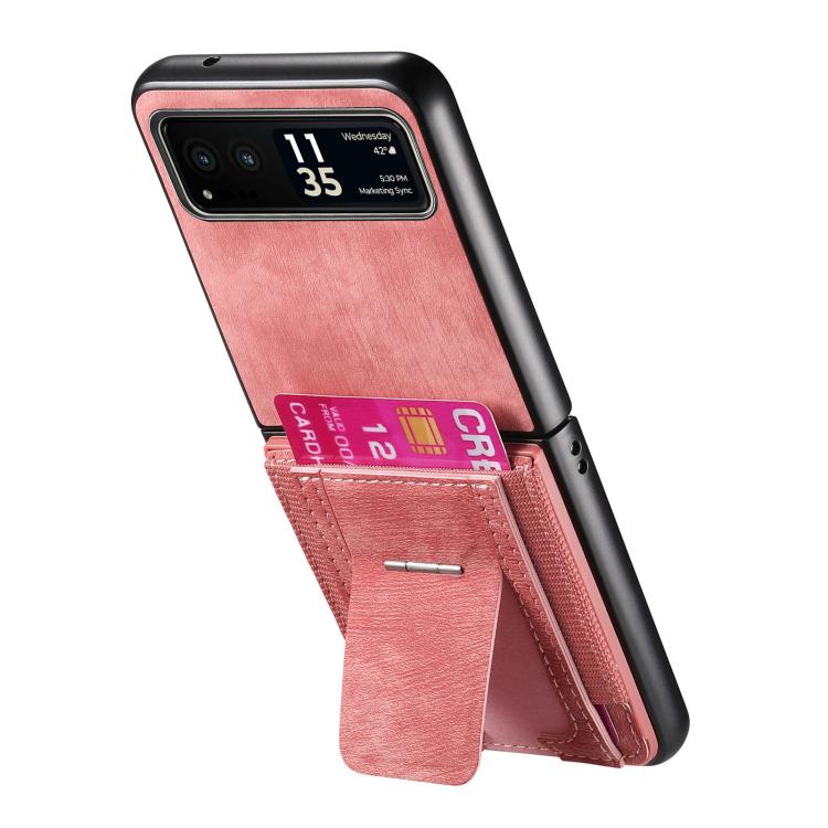 For Motorola Moto Razr 40 Retro Leather Fold Stand Elastic Card Bag Phone Case