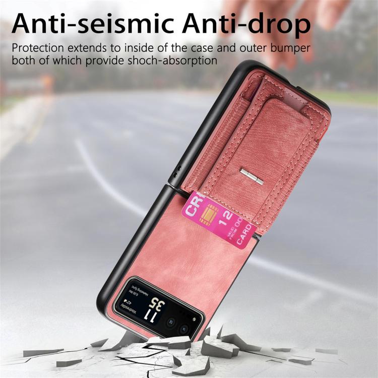 For Motorola Moto Razr 40 Retro Leather Fold Stand Elastic Card Bag Phone Case