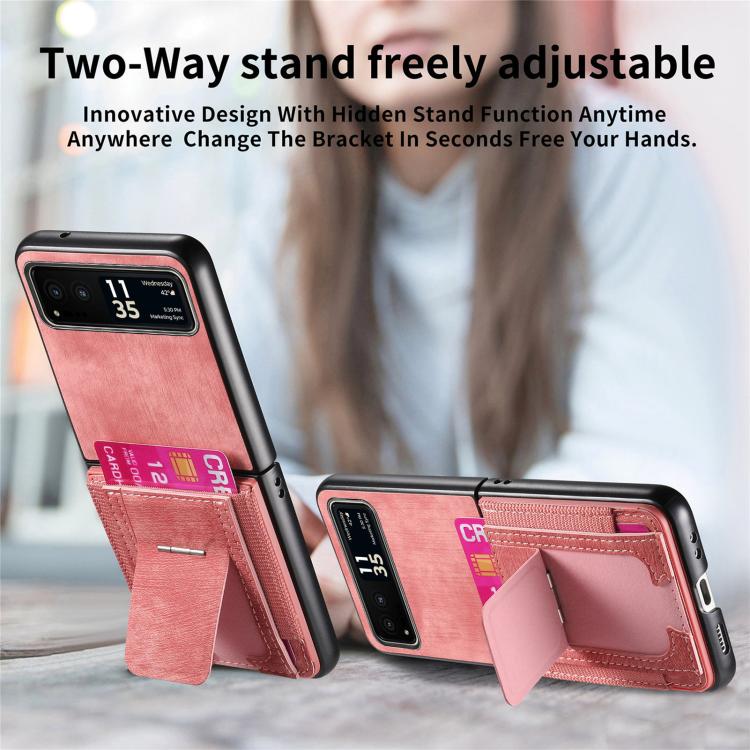 For Motorola Moto Razr 40 Retro Leather Fold Stand Elastic Card Bag Phone Case