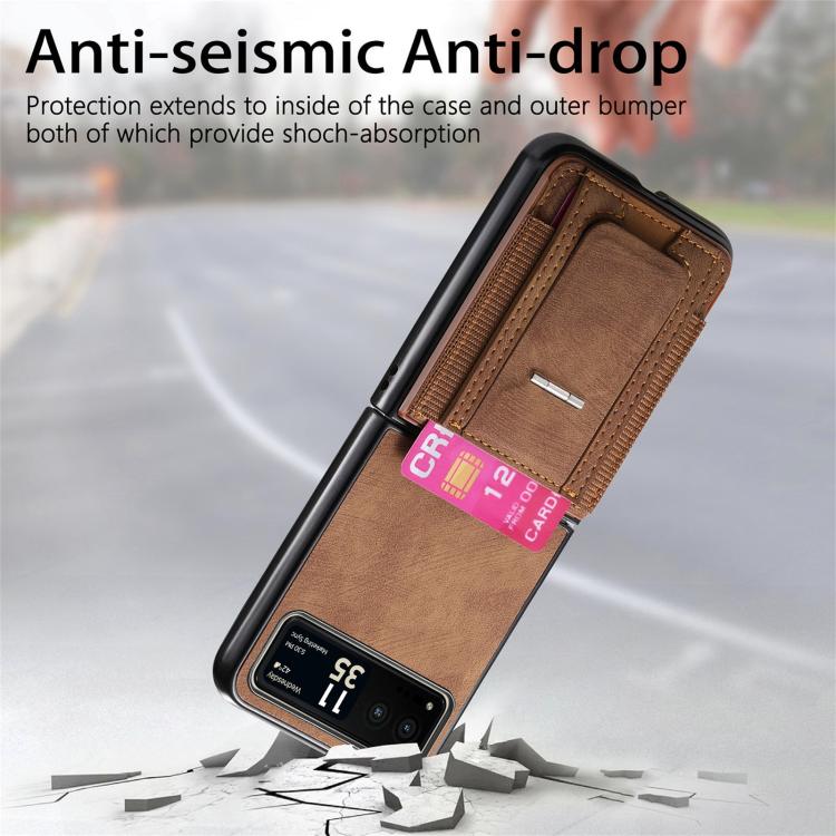 For Motorola Moto Razr 40 Retro Leather Fold Stand Elastic Card Bag Phone Case
