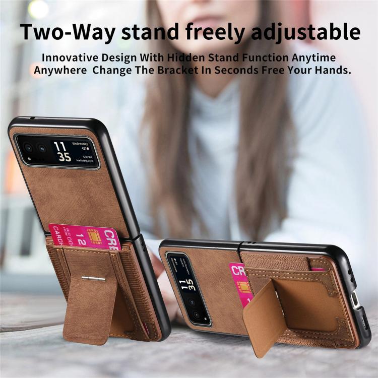 For Motorola Moto Razr 40 Retro Leather Fold Stand Elastic Card Bag Phone Case