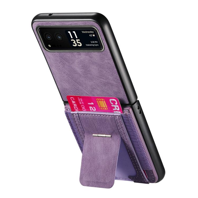 For Motorola Moto Razr 40 Retro Leather Fold Stand Elastic Card Bag Phone Case