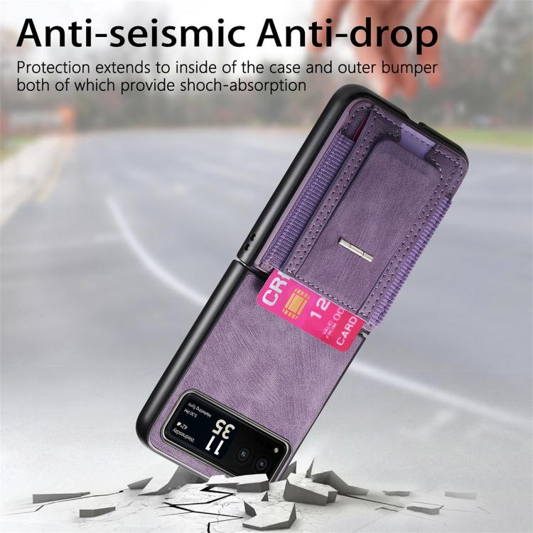 For Motorola Moto Razr 40 Retro Leather Fold Stand Elastic Card Bag Phone Case