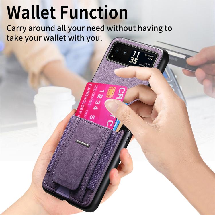 For Motorola Moto Razr 40 Retro Leather Fold Stand Elastic Card Bag Phone Case