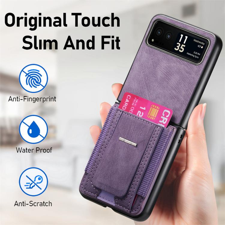 For Motorola Moto Razr 40 Retro Leather Fold Stand Elastic Card Bag Phone Case