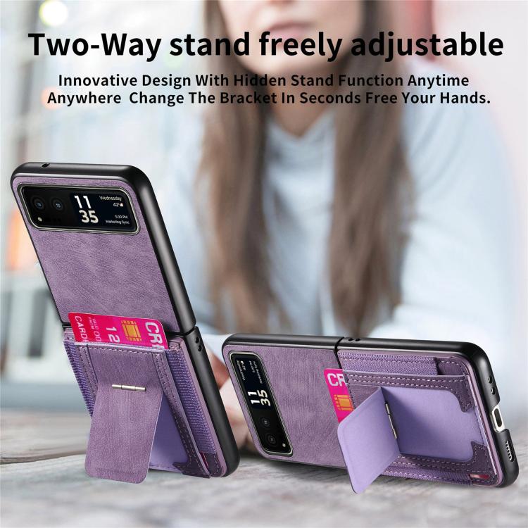 For Motorola Moto Razr 40 Retro Leather Fold Stand Elastic Card Bag Phone Case
