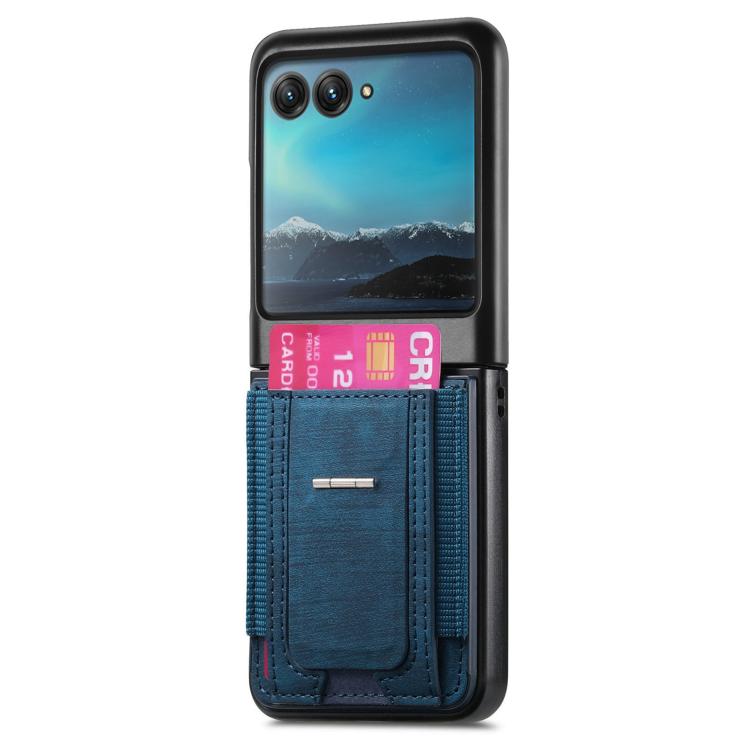 For Motorola Moto Razr 40 Ultra Retro Leather Fold Stand Elastic Card Bag Phone Case