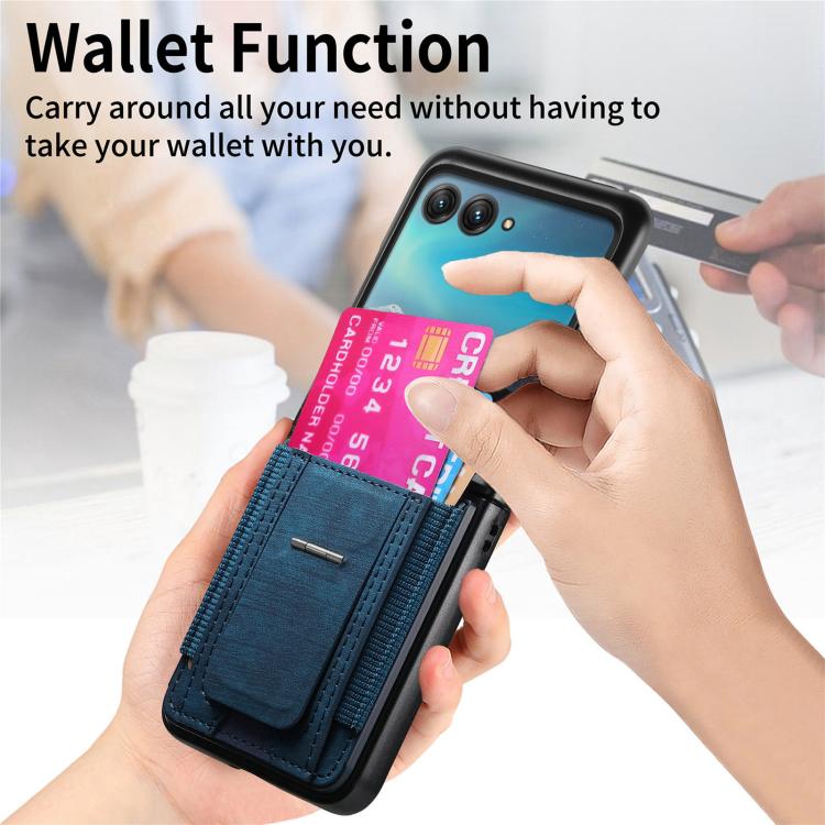 For Motorola Moto Razr 40 Ultra Retro Leather Fold Stand Elastic Card Bag Phone Case