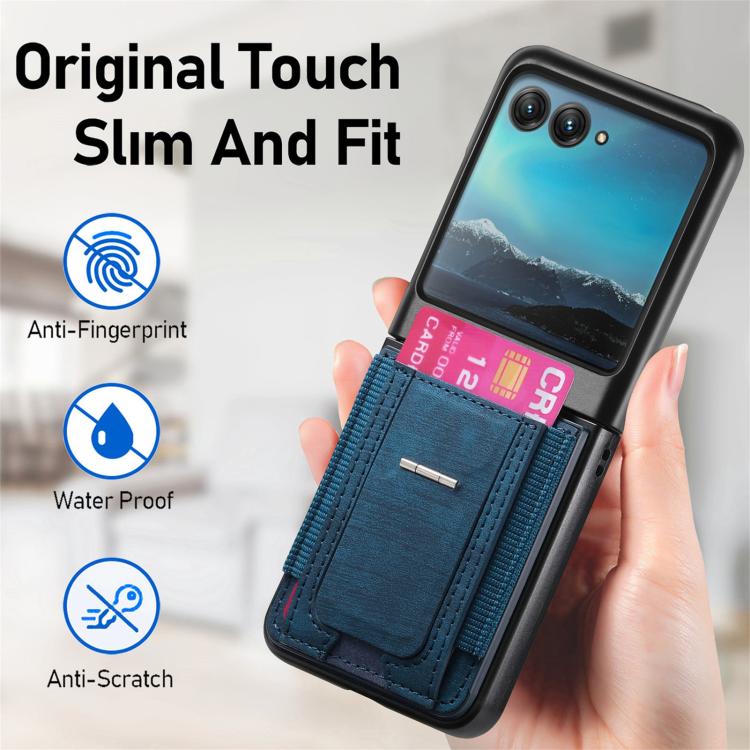 For Motorola Moto Razr 40 Ultra Retro Leather Fold Stand Elastic Card Bag Phone Case