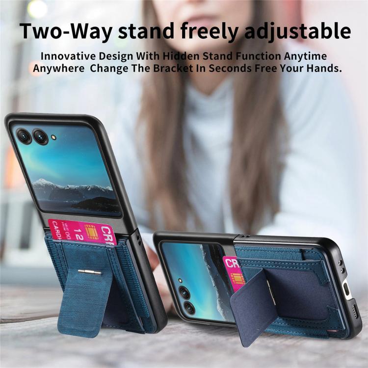 For Motorola Moto Razr 40 Ultra Retro Leather Fold Stand Elastic Card Bag Phone Case