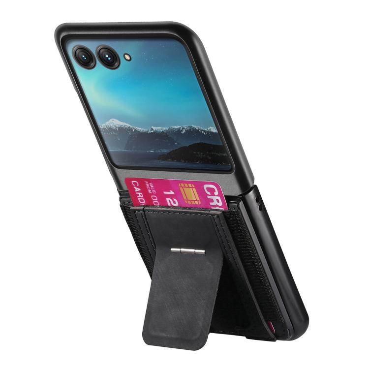 For Motorola Moto Razr 40 Ultra Retro Leather Fold Stand Elastic Card Bag Phone Case