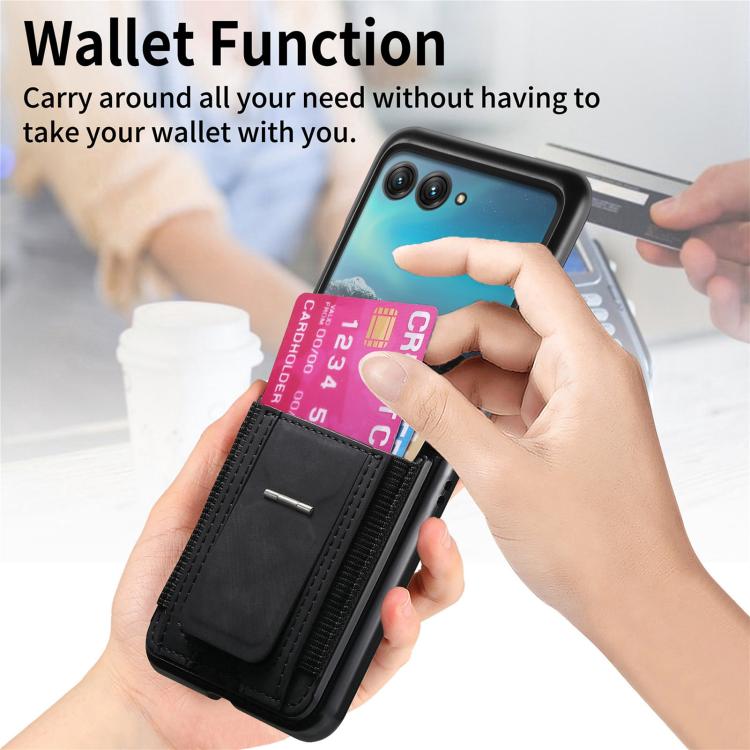 For Motorola Moto Razr 40 Ultra Retro Leather Fold Stand Elastic Card Bag Phone Case