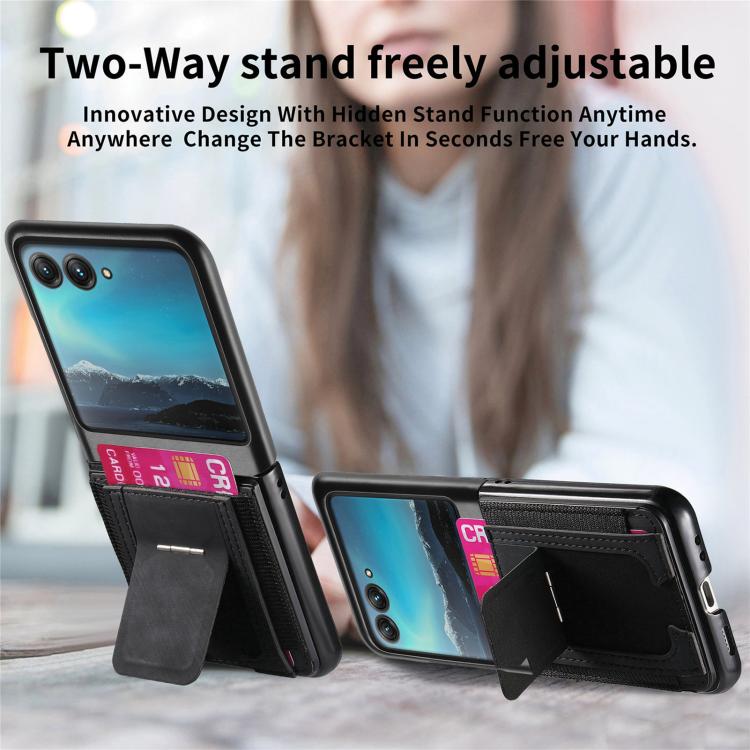 For Motorola Moto Razr 40 Ultra Retro Leather Fold Stand Elastic Card Bag Phone Case