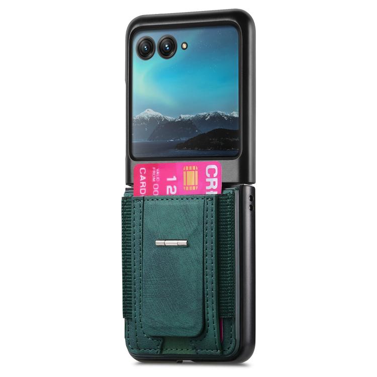 For Motorola Moto Razr 40 Ultra Retro Leather Fold Stand Elastic Card Bag Phone Case