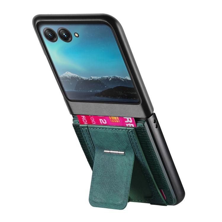 For Motorola Moto Razr 40 Ultra Retro Leather Fold Stand Elastic Card Bag Phone Case