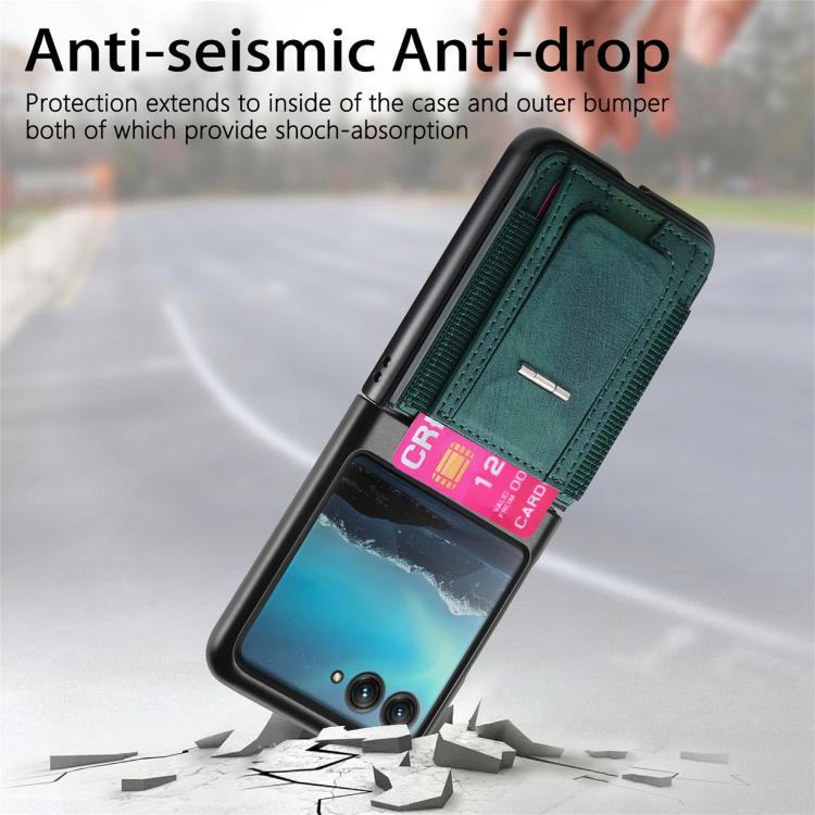 For Motorola Moto Razr 40 Ultra Retro Leather Fold Stand Elastic Card Bag Phone Case