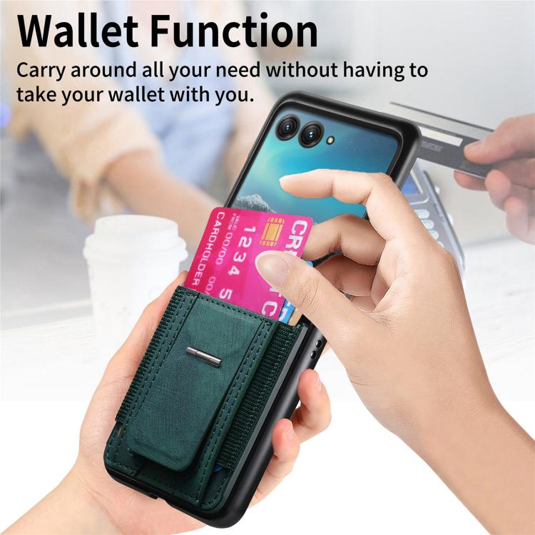 For Motorola Moto Razr 40 Ultra Retro Leather Fold Stand Elastic Card Bag Phone Case