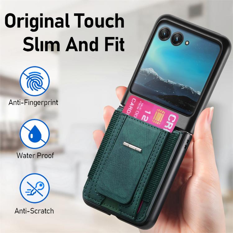 For Motorola Moto Razr 40 Ultra Retro Leather Fold Stand Elastic Card Bag Phone Case