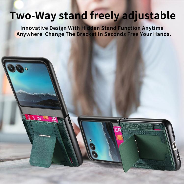 For Motorola Moto Razr 40 Ultra Retro Leather Fold Stand Elastic Card Bag Phone Case
