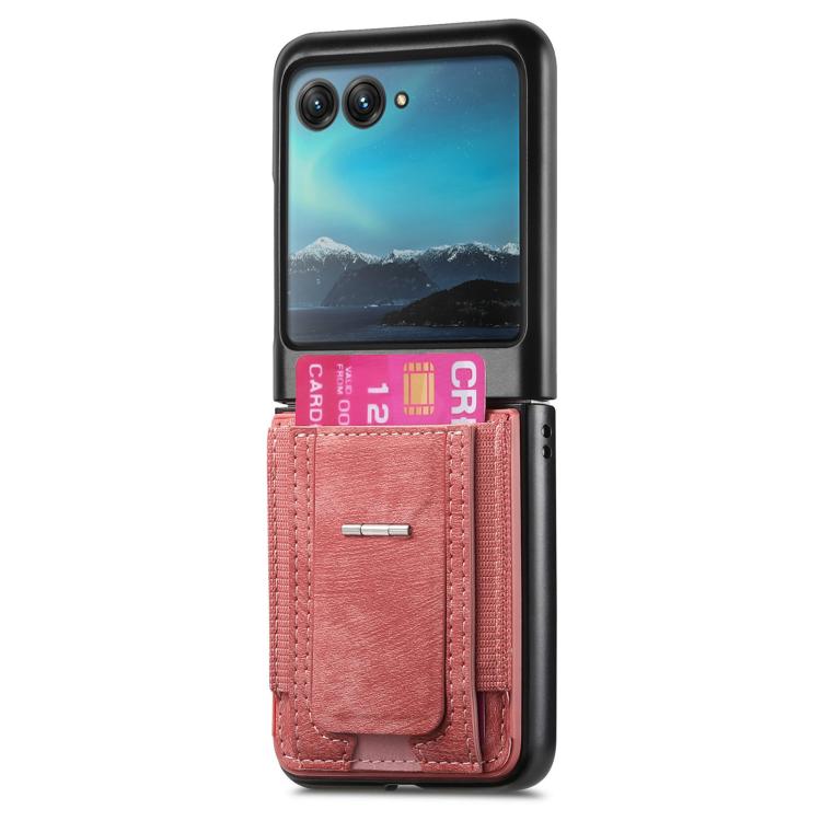 For Motorola Moto Razr 40 Ultra Retro Leather Fold Stand Elastic Card Bag Phone Case
