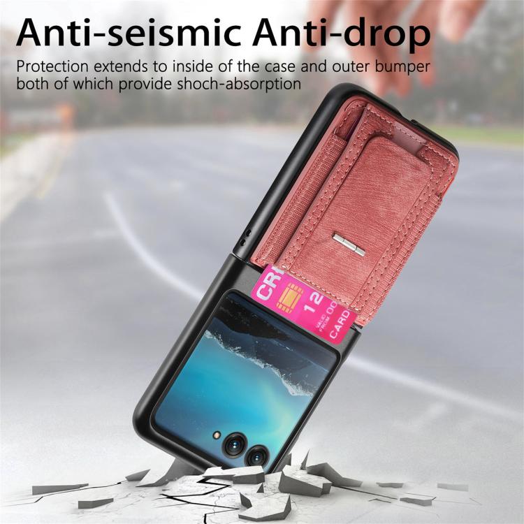 For Motorola Moto Razr 40 Ultra Retro Leather Fold Stand Elastic Card Bag Phone Case