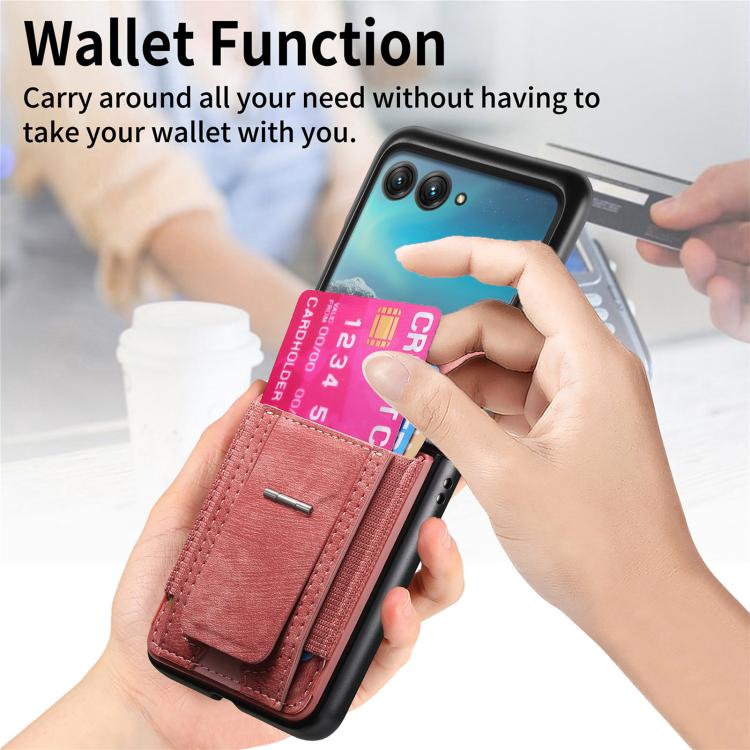 For Motorola Moto Razr 40 Ultra Retro Leather Fold Stand Elastic Card Bag Phone Case