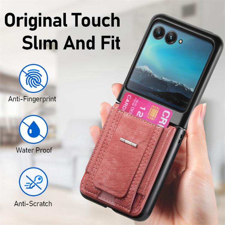 For Motorola Moto Razr 40 Ultra Retro Leather Fold Stand Elastic Card Bag Phone Case