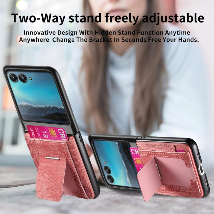For Motorola Moto Razr 40 Ultra Retro Leather Fold Stand Elastic Card Bag Phone Case