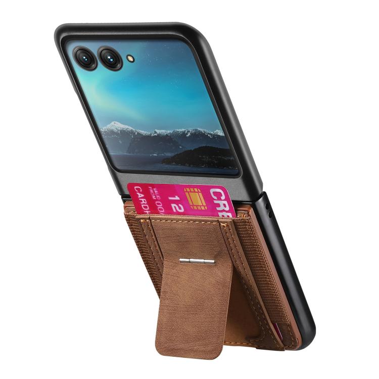 For Motorola Moto Razr 40 Ultra Retro Leather Fold Stand Elastic Card Bag Phone Case