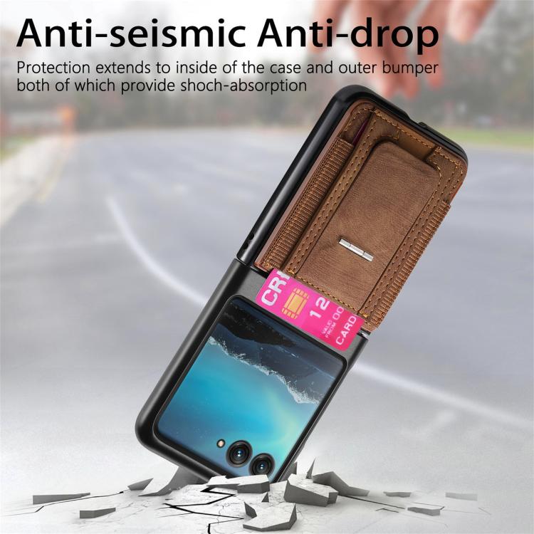 For Motorola Moto Razr 40 Ultra Retro Leather Fold Stand Elastic Card Bag Phone Case
